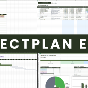 Projectplan Excel sjabloon met Gantt-diagram, risicoregister en dashboard