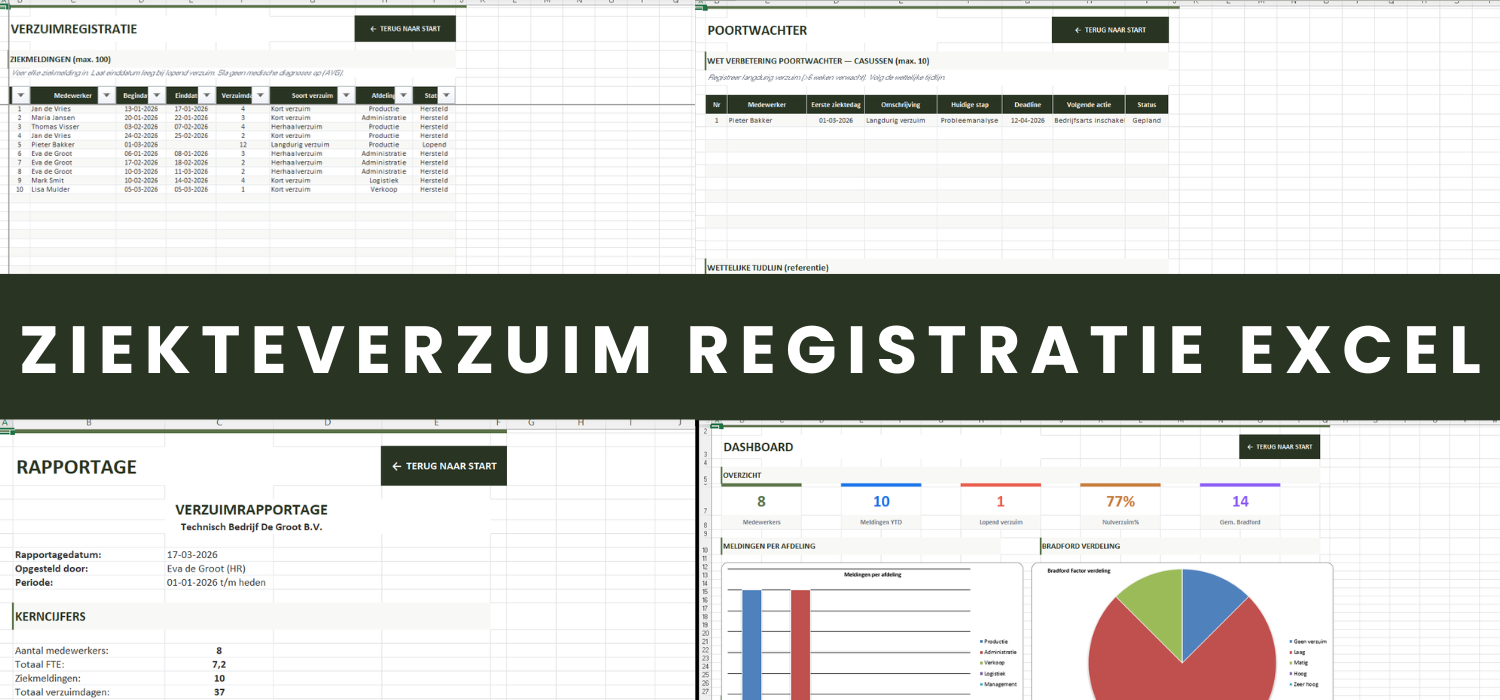 Ziekteverzuim Registratie Excel - overzicht
